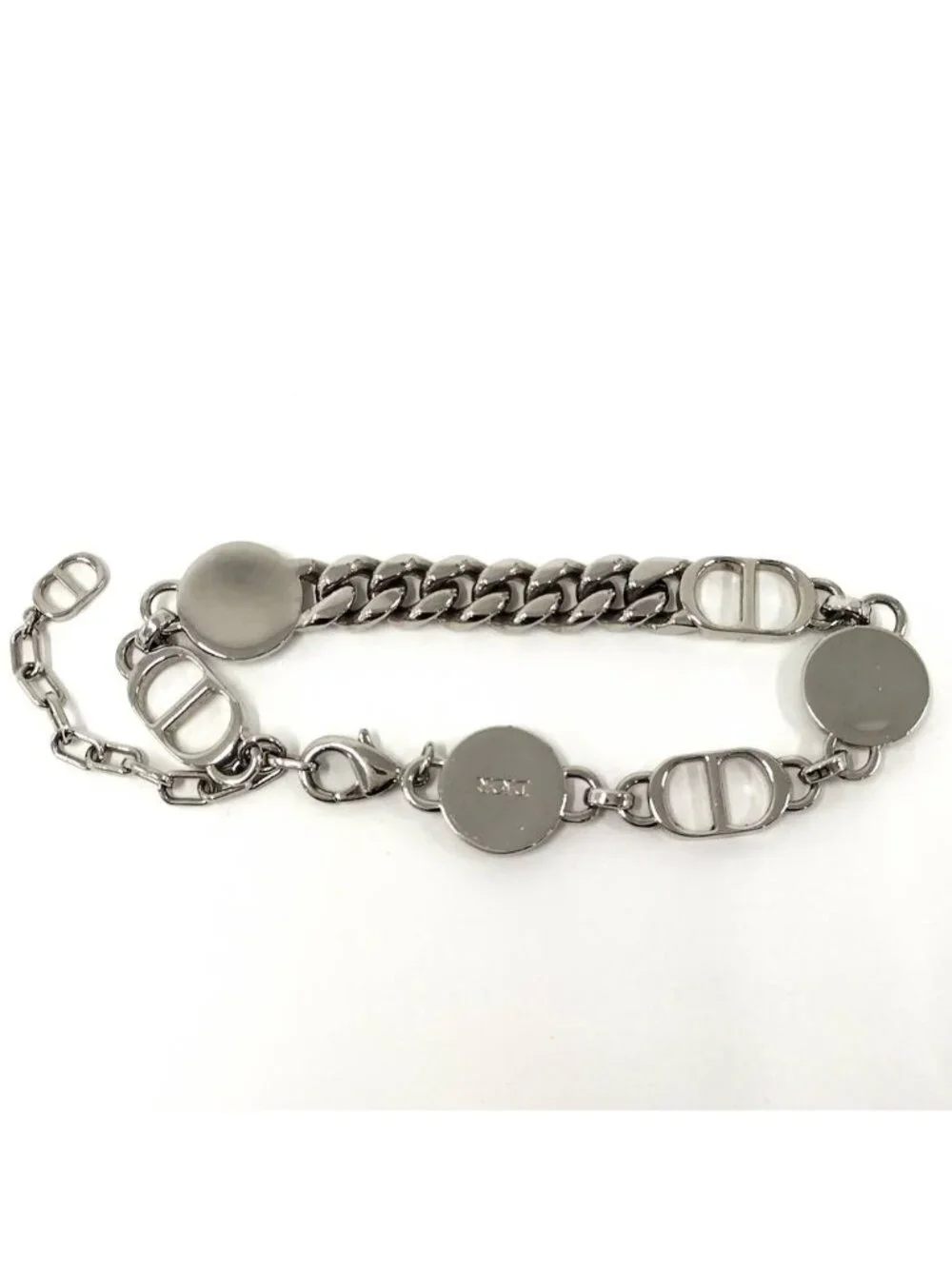 Dior Etoile CD Logo Motif Chain Bracelet Silver